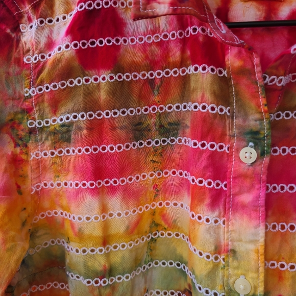 Tie Dye GAP Fitted boyfriend button front - Picture 2 of 14